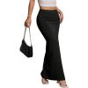 imageAvanova Women Split Slit Thigh Ruched Maxi Skirts Low Rise Sexy Summer Long SkirtsBlack