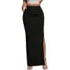 imageAvanova Women Split Slit Thigh Ruched Maxi Skirts Low Rise Sexy Summer Long SkirtsBlack