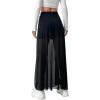 imageAvanova Womens Sheer Mesh High Waist Maxi Skirts A Line Flowy Layered Long SkirtBlack