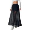 imageAvanova Womens Sheer Mesh High Waist Maxi Skirts A Line Flowy Layered Long SkirtBlack