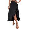 imageAvanova Womens Slit Split Ruffle Long Skirts High Waisted Summer Flowy Maxi SkirtsBlack