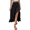 imageAvanova Womens Slit Split Ruffle Long Skirts High Waisted Summer Flowy Maxi SkirtsBlack