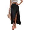 imageAvanova Womens Slit Split Ruffle Long Skirts High Waisted Summer Flowy Maxi SkirtsBlack