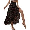 imageAvanova Womens Slit Split Ruffle Long Skirts High Waisted Summer Flowy Maxi SkirtsBlack Floral