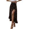 imageAvanova Womens Slit Split Ruffle Long Skirts High Waisted Summer Flowy Maxi SkirtsBlack Floral
