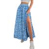 imageAvanova Women Boho Floral Slit Maxi Skirt Split Thigh High Waisted Long Sexy SkirtBlue Floral