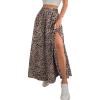 imageAvanova Women Boho Floral Slit Maxi Skirt Split Thigh High Waisted Long Sexy SkirtBrown Leopard