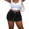 imageAvanova Women Denim Mini Skirt Jean Skort Sexy High Waisted Asymmetrical Stretch Short SkirtsBlack