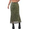 imageAvanova Women Mesh Boho Floral Midi Skirt High Waisted Mermaid Bodycon Skirt Green A Large