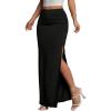 imageAvanova Women Split Slit Thigh Ruched Maxi Skirts Low Rise Sexy Summer Long SkirtsBlack