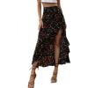 imageAvanova Womens Slit Split Ruffle Long Skirts High Waisted Summer Flowy Maxi SkirtsBlack Floral