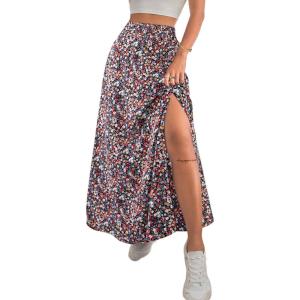 imageAvanova Women Boho Floral Slit Maxi Skirt Split Thigh High Waisted Long Sexy SkirtMulti