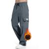 imageTapata Mens 283032 Fleece Lined Corduroy Cargo Pants Heavyweight Baggy Sweatpants Casual Elastic Waist SlacksDark Grey