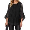 imageAvanova Women 34 Sleeve Sparkly Dressy Tunic Tops Bell Sleeve Elegant Blouse ShirtsBlack