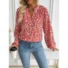 imageAvanova Women Boho Floral Blouses V Neck Top Lantern Long Sleeve ShirtFloral Red