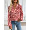 imageAvanova Women Boho Floral Blouses V Neck Top Lantern Long Sleeve ShirtFloral Red