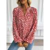 imageAvanova Women Boho Floral Blouses V Neck Top Lantern Long Sleeve ShirtFloral Red