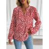 imageAvanova Women Boho Floral Blouses V Neck Top Lantern Long Sleeve ShirtFloral Red