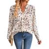 imageAvanova Women Boho Printed V Neck Tops Long Sleeve Shirts Work BlousesBeige Dots
