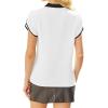 imageAvanova Women Bow Tie Neck Short Sleeve Blouses Tulip Petal Sleeve Shirts Work Business Tops White Medium