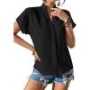imageAvanova Women Button Down Short Sleeve Shirt Blouse V Neck Work Business Top Black Large
