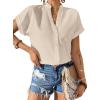 imageAvanova Women Button Down Short Sleeve Shirt Blouse V Neck Work Business TopApricot