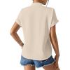 imageAvanova Women Button Down Short Sleeve Shirt Blouse V Neck Work Business TopApricot