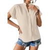imageAvanova Women Button Down Short Sleeve Shirt Blouse V Neck Work Business TopApricot