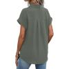 imageAvanova Women Button Down Short Sleeve Shirt Blouse V Neck Work Business TopArmy Green