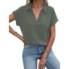 imageAvanova Women Button Down Short Sleeve Shirt Blouse V Neck Work Business TopArmy Green