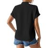 imageAvanova Women Button Down Short Sleeve Shirt Blouse V Neck Work Business TopBlack