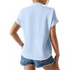 imageAvanova Women Button Down Short Sleeve Shirt Blouse V Neck Work Business TopBlue