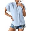 imageAvanova Women Button Down Short Sleeve Shirt Blouse V Neck Work Business TopBlue