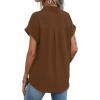 imageAvanova Women Button Down Short Sleeve Shirt Blouse V Neck Work Business TopBrown