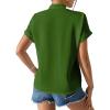imageAvanova Women Button Down Short Sleeve Shirt Blouse V Neck Work Business TopGreen