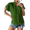imageAvanova Women Button Down Short Sleeve Shirt Blouse V Neck Work Business TopGreen