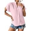 imageAvanova Women Button Down Short Sleeve Shirt Blouse V Neck Work Business TopPink