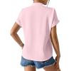 imageAvanova Women Button Down Short Sleeve Shirt Blouse V Neck Work Business TopPink