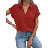 imageAvanova Women Button Down Short Sleeve Shirt Blouse V Neck Work Business TopRed