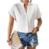 imageAvanova Women Button Down Short Sleeve Shirt Blouse V Neck Work Business TopWhite