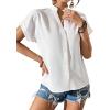 imageAvanova Women Button Down Short Sleeve Shirt Blouse V Neck Work Business TopWhite