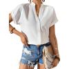 imageAvanova Women Button Down Short Sleeve Shirt Blouse V Neck Work Business TopWhite