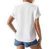 imageAvanova Women Button Down Short Sleeve Shirt Blouse V Neck Work Business TopWhite