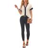 imageAvanova Women Color Block V Neck Short Sleeve Blouses Shirts Work Elegant Dressy TopsBeige Black