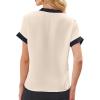 imageAvanova Women Color Block V Neck Short Sleeve Blouses Shirts Work Elegant Dressy TopsBeige Black