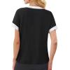 imageAvanova Women Color Block V Neck Short Sleeve Blouses Shirts Work Elegant Dressy TopsBlack White