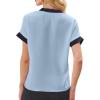 imageAvanova Women Color Block V Neck Short Sleeve Blouses Shirts Work Elegant Dressy TopsBlue Black