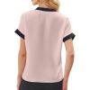 imageAvanova Women Color Block V Neck Short Sleeve Blouses Shirts Work Elegant Dressy TopsPink Black