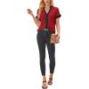 imageAvanova Women Color Block V Neck Short Sleeve Blouses Shirts Work Elegant Dressy TopsRed Black