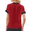 imageAvanova Women Color Block V Neck Short Sleeve Blouses Shirts Work Elegant Dressy TopsRed Black